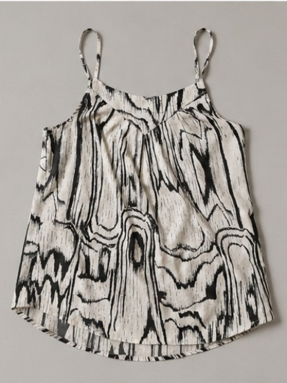 Vero Moda Sigga Strap Abstract Marble Print Small Camisole Black Charcoal Cream
